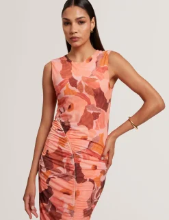 New Lobster Limited Festliche Kleidung|Neue Frühlingsblumen<Ärmelloses Mesh-Bodycon-Kleid mit Gartenmotiv