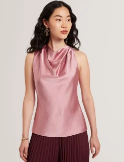 New Lobster Limited Anzüge & Zweiteiler|Oberteile & Blusen<Ärmelloses Satin-Top mit hohem Wasserfallausschnitt