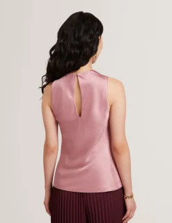 New Lobster Limited Anzüge & Zweiteiler|Oberteile & Blusen<Ärmelloses Satin-Top mit hohem Wasserfallausschnitt
