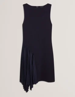 New Lobster Limited Luftiger Blues Bearbeiten|Kleider<Ärmelloses Strickminikleid mit Falteneinsatz