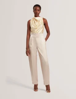 New Lobster Limited Oberteile & Blusen|Golden Hour<Ärmelloses Top mit Spitzenprint und drapiertem Ausschnitt