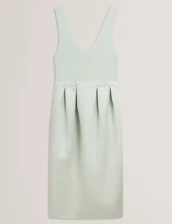 New Lobster Limited Die Hochzeitsredaktion|Die Satin-Kollektion<Ärmelloses Tulpen-Midikleid aus Strick und Satin
