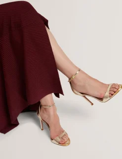 Damen New Lobster Limited Luxusgeschenke Für Damen|Golden Hour<Sandalen aus Metallic-Leder mit Stilettoabsatz