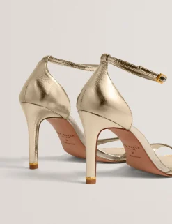 Damen New Lobster Limited Luxusgeschenke Für Damen|Golden Hour<Sandalen aus Metallic-Leder mit Stilettoabsatz