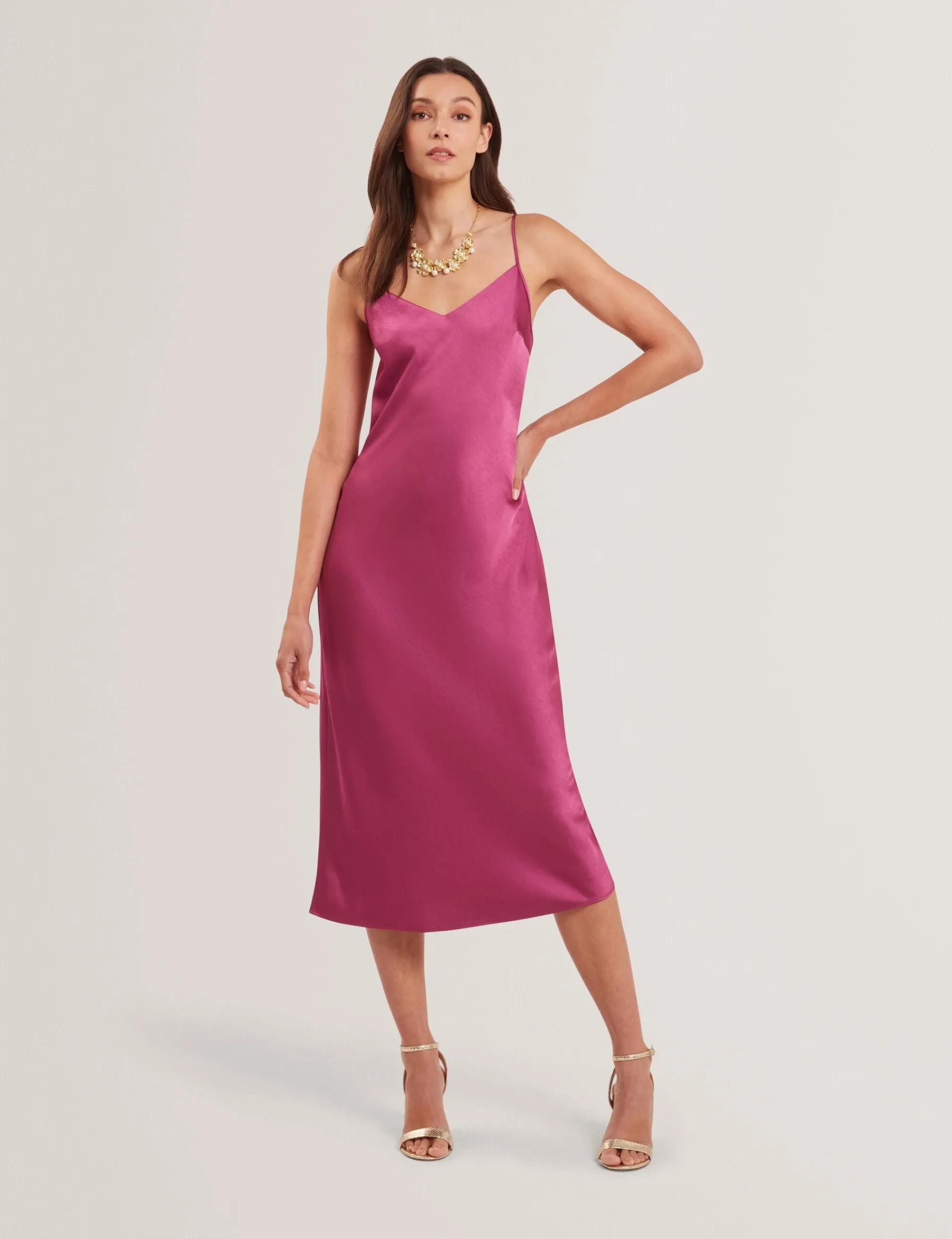 New Lobster Limited Kleider|Die Satin-Kollektion<Satin-Midikleid mit abnehmbarem Tanktop