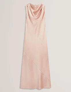 New Lobster Limited Festliche Kleidung|Kleider<Satin-Midikleid mit hohem Wasserfallausschnitt