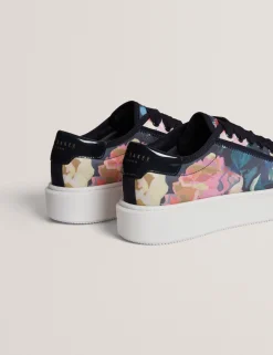 New Lobster Limited Trainer|Neue Frühlingsblumen<Satin-Plateau-Sneaker mit Blumenmuster