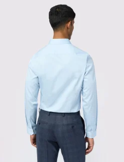Licensee Baird Group Breezy Blues Bearbeiten|Shirts<Satin-Stretch-Baumwollhemd, schmal geschnitten