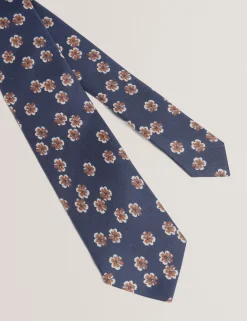 New Lobster Limited Breezy Blues Bearbeiten|Arbeitskleidung<Seidenkrawatte mit verstreutem Blumenmuster