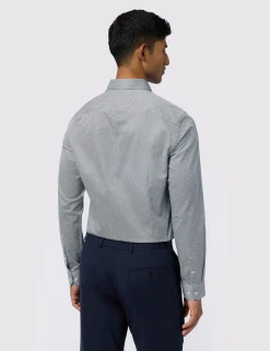 Licensee Baird Group Breezy Blues Bearbeiten|Shirts<Slim-Fit-Baumwollhemd mit Mikrogeometrischem Print