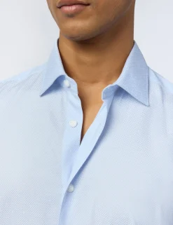 Licensee Baird Group Breezy Blues Bearbeiten|Shirts<Slim-Fit-Hemd aus Stretch-Baumwolle mit Diamantstruktur
