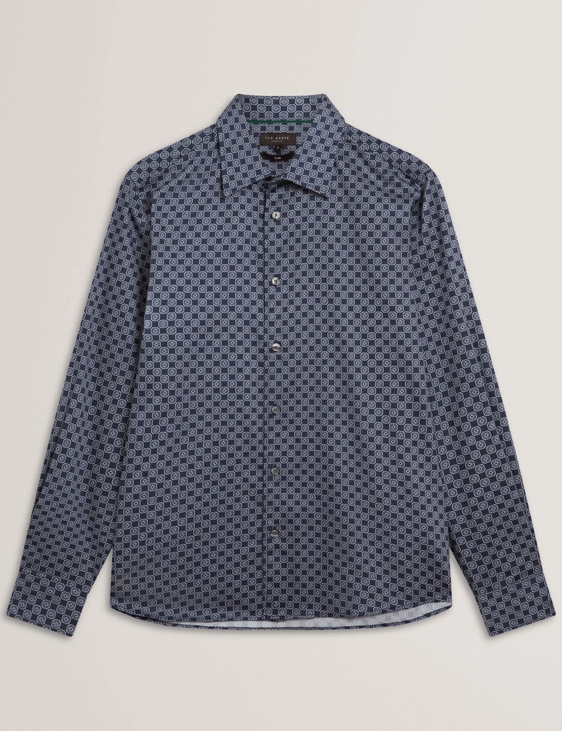 New Lobster Limited Breezy Blues Bearbeiten|Shirts<Slim-Fit-Hemd mit geometrischem Kreismuster