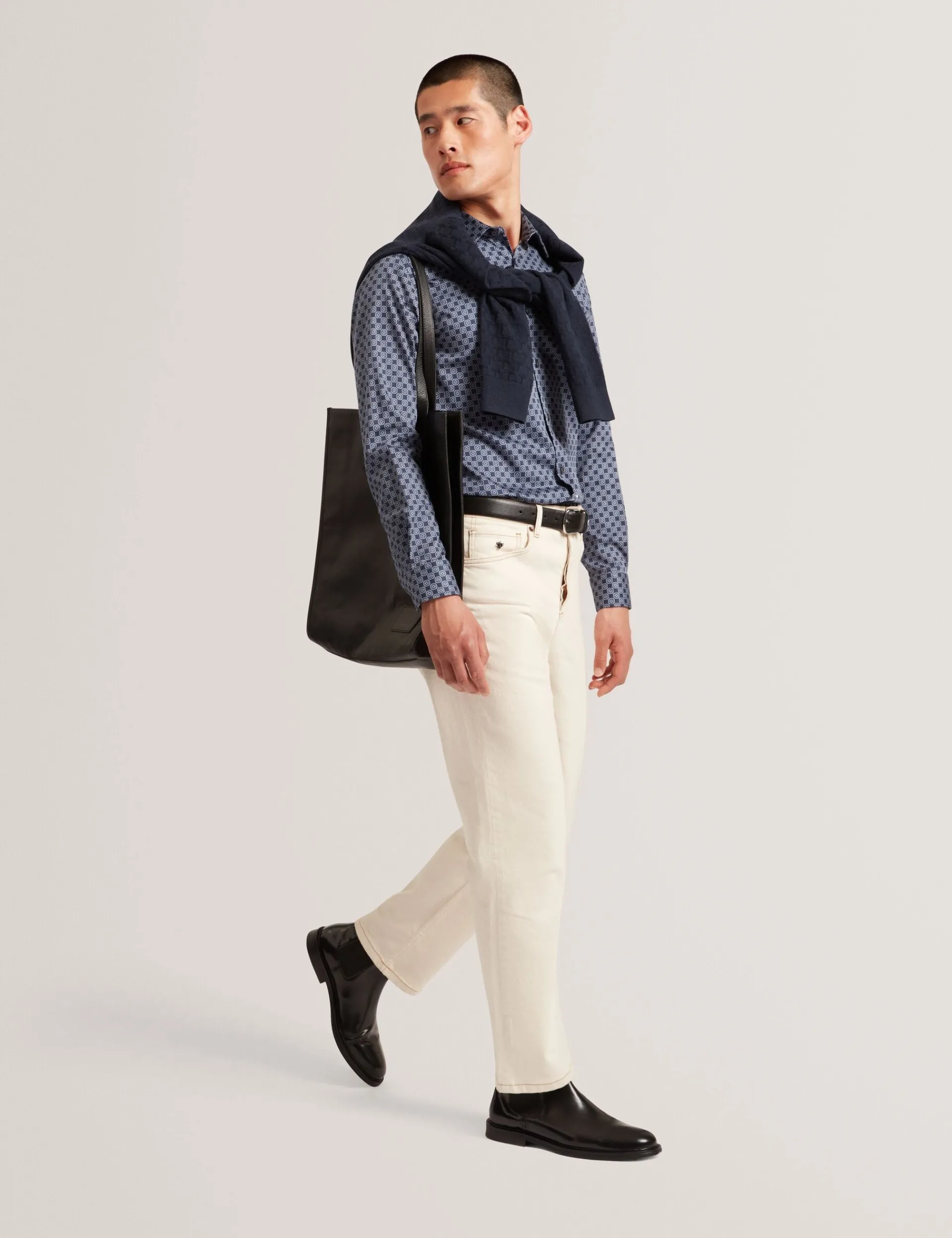 New Lobster Limited Breezy Blues Bearbeiten|Shirts<Slim-Fit-Hemd mit geometrischem Kreismuster