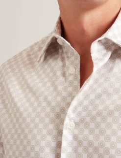 New Lobster Limited Breezy Blues Bearbeiten|Shirts<Slim-Fit-Hemd mit geometrischem Kreismuster