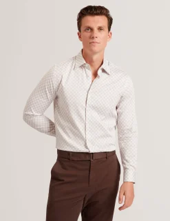 New Lobster Limited Breezy Blues Bearbeiten|Shirts<Slim-Fit-Hemd mit geometrischem Kreismuster