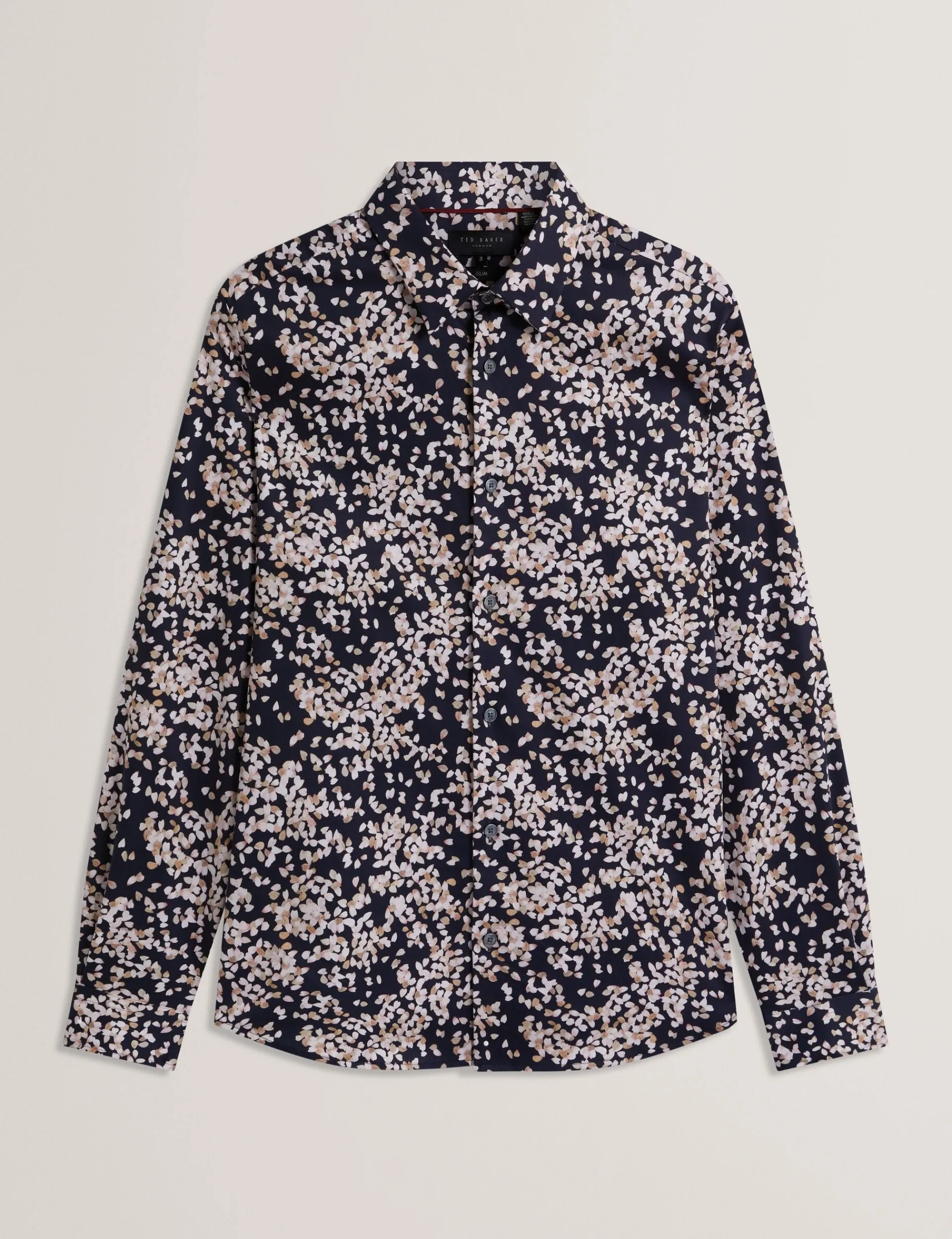 Herren New Lobster Limited Luxusgeschenke Für Herren|Breezy Blues Bearbeiten<Slim-Fit-Langarmhemd mit verstreuten Blütenblättern