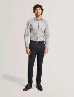 New Lobster Limited Breezy Blues Bearbeiten|Shirts<Slim Fit Tonal Geo Stretch Baumwollhemd