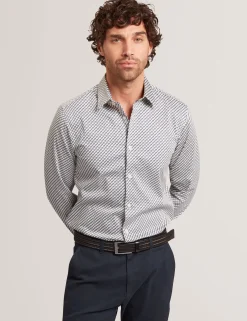 New Lobster Limited Breezy Blues Bearbeiten|Shirts<Slim Fit Tonal Geo Stretch Baumwollhemd
