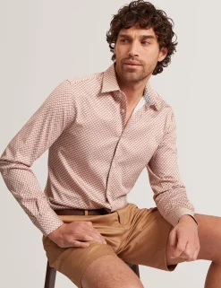 New Lobster Limited Breezy Blues Bearbeiten|Shirts<Slim Fit Tonal Geo Stretch Baumwollhemd