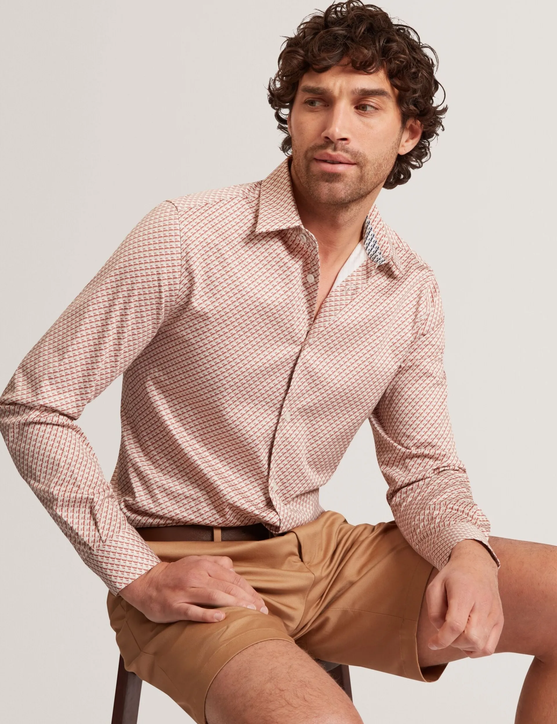 New Lobster Limited Breezy Blues Bearbeiten|Shirts<Slim Fit Tonal Geo Stretch Baumwollhemd