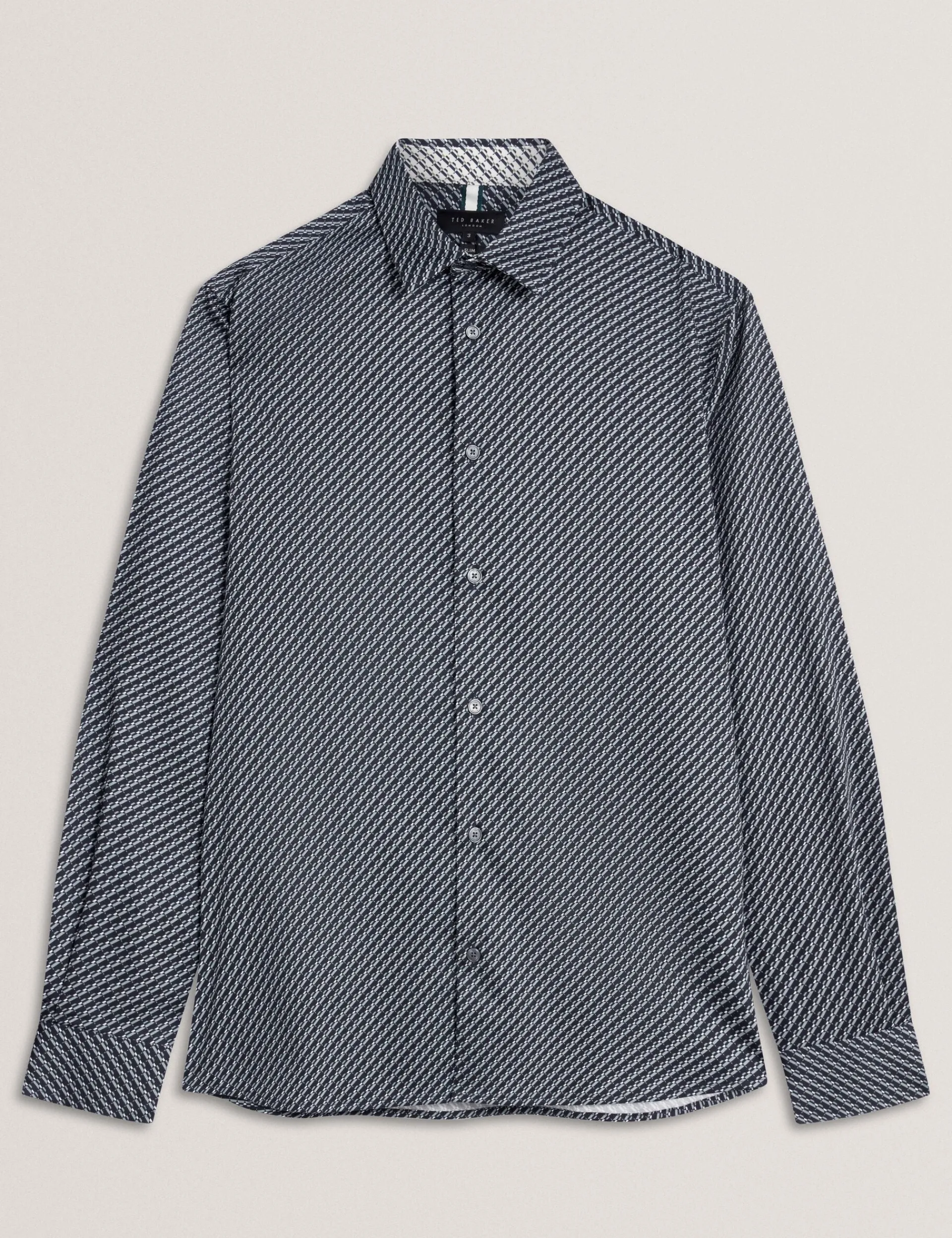 New Lobster Limited Breezy Blues Bearbeiten|Shirts<Slim Fit Tonal Geo Stretch Baumwollhemd