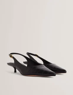 New Lobster Limited Absätze|Golden Hour<Slingback-Kitten-Heel-Schuhe aus Krokodilleder
