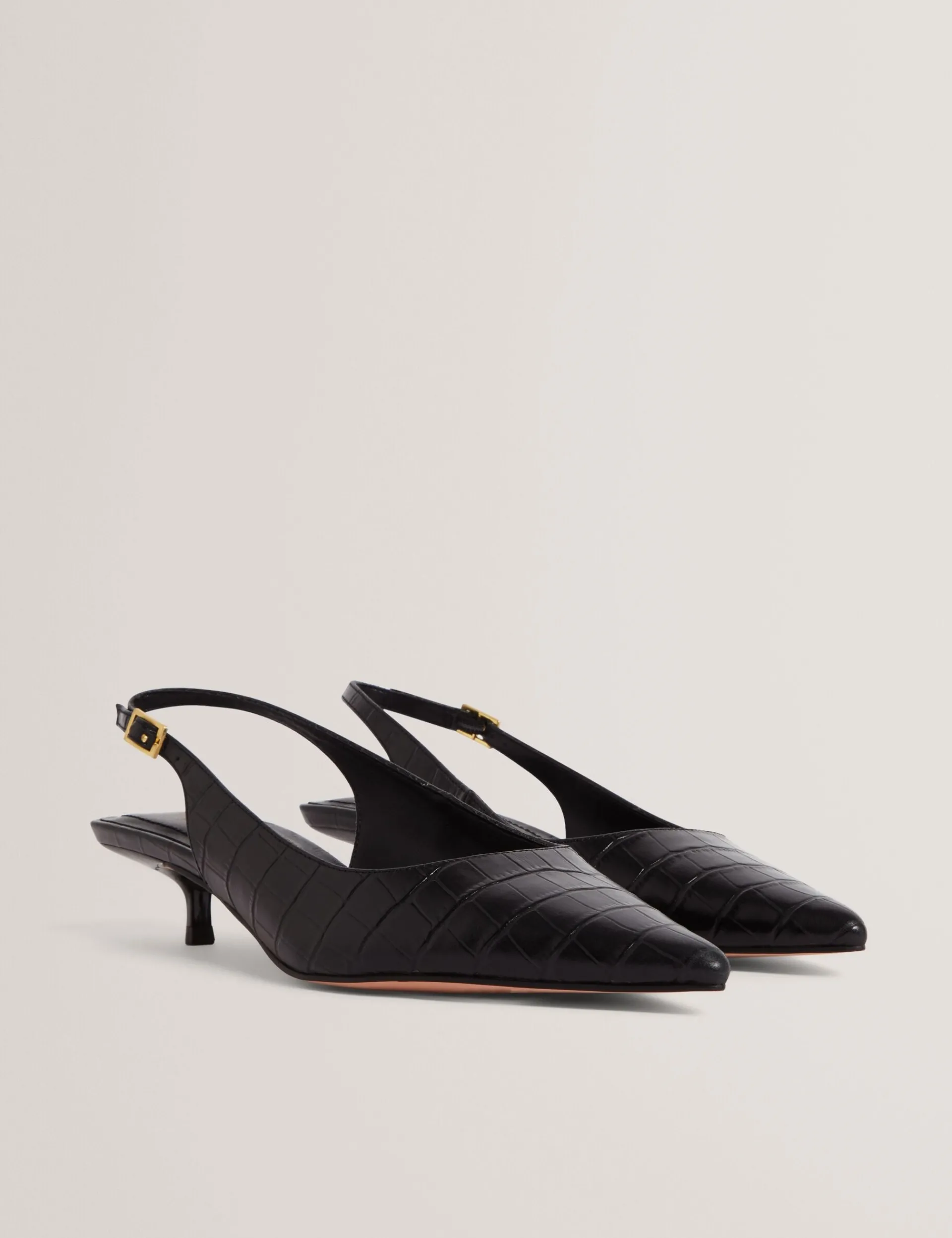 New Lobster Limited Absätze|Golden Hour<Slingback-Kitten-Heel-Schuhe aus Krokodilleder