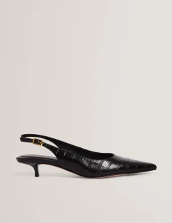 New Lobster Limited Absätze|Golden Hour<Slingback-Kitten-Heel-Schuhe aus Krokodilleder