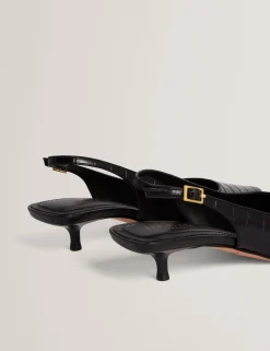 New Lobster Limited Absätze|Golden Hour<Slingback-Kitten-Heel-Schuhe aus Krokodilleder