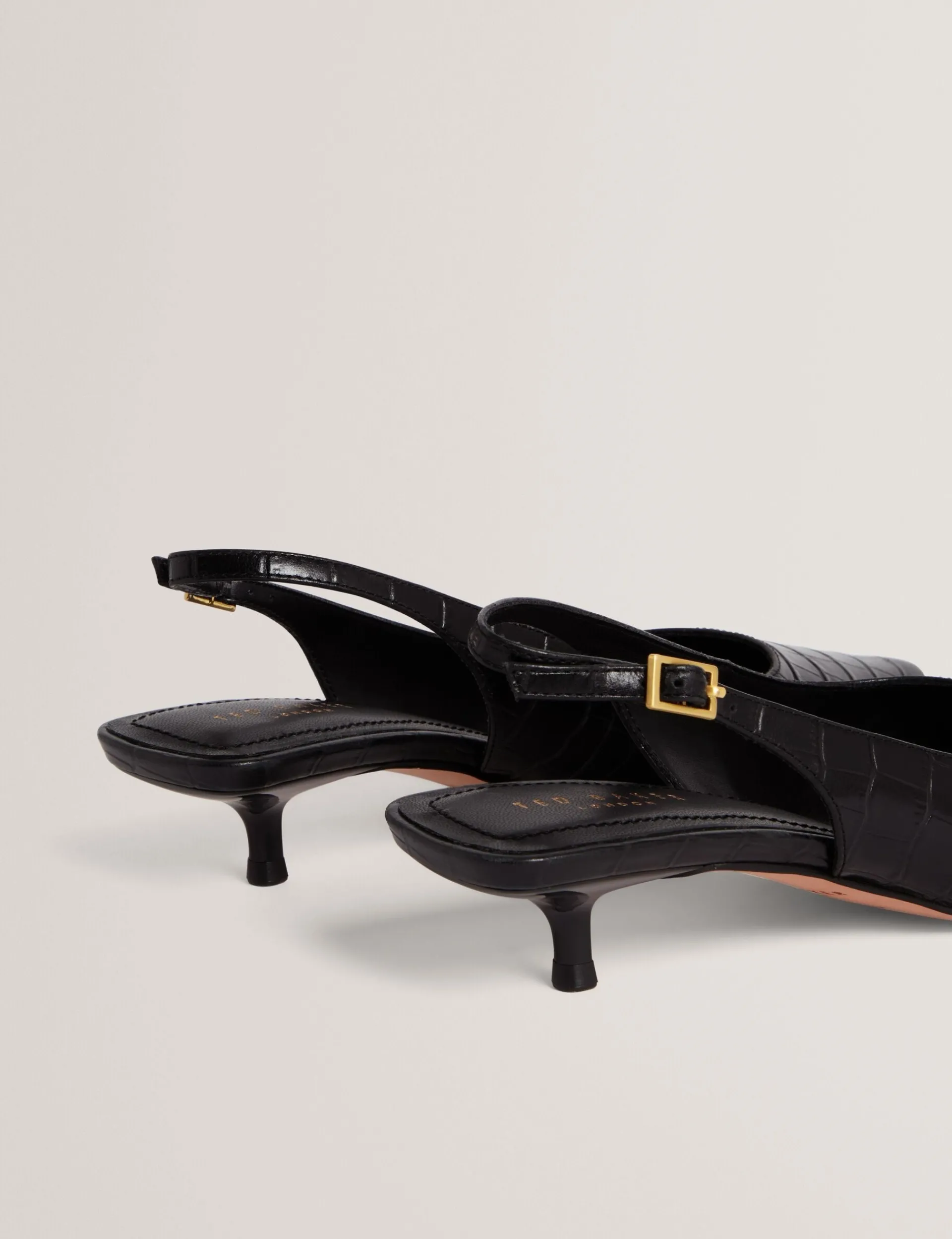 New Lobster Limited Absätze|Golden Hour<Slingback-Kitten-Heel-Schuhe aus Krokodilleder