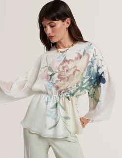 New Lobster Limited Oberteile & Blusen|Neue Frühlingsblumen<Soft Blooms Puff Sleeve Peplum Top
