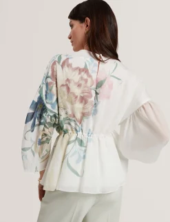 New Lobster Limited Oberteile & Blusen|Neue Frühlingsblumen<Soft Blooms Puff Sleeve Peplum Top