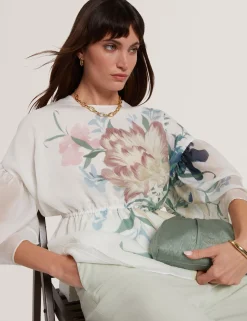 New Lobster Limited Oberteile & Blusen|Neue Frühlingsblumen<Soft Blooms Puff Sleeve Peplum Top