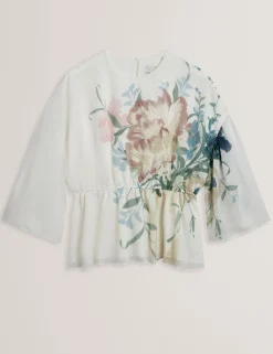 New Lobster Limited Oberteile & Blusen|Neue Frühlingsblumen<Soft Blooms Puff Sleeve Peplum Top
