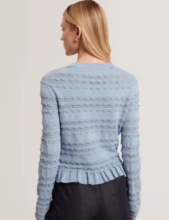 New Lobster Limited Anzüge & Zweiteiler|Oberteile & Blusen<Strickjacke mit Rüschensaum und Rundhalsausschnitt