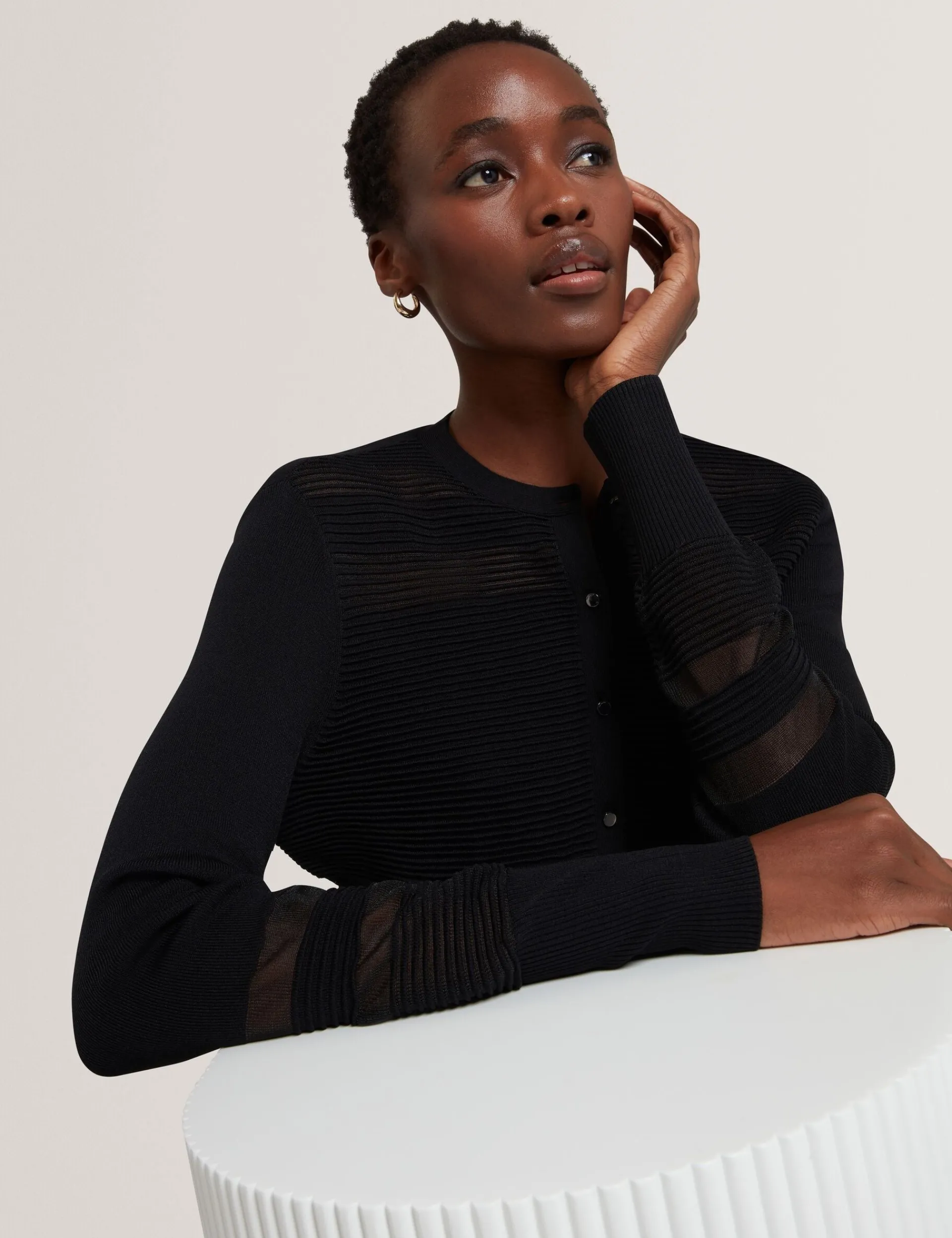 New Lobster Limited Anzüge & Zweiteiler|Oberteile & Blusen<Strickjacke mit transparentem Einsatz, schmal geschnitten
