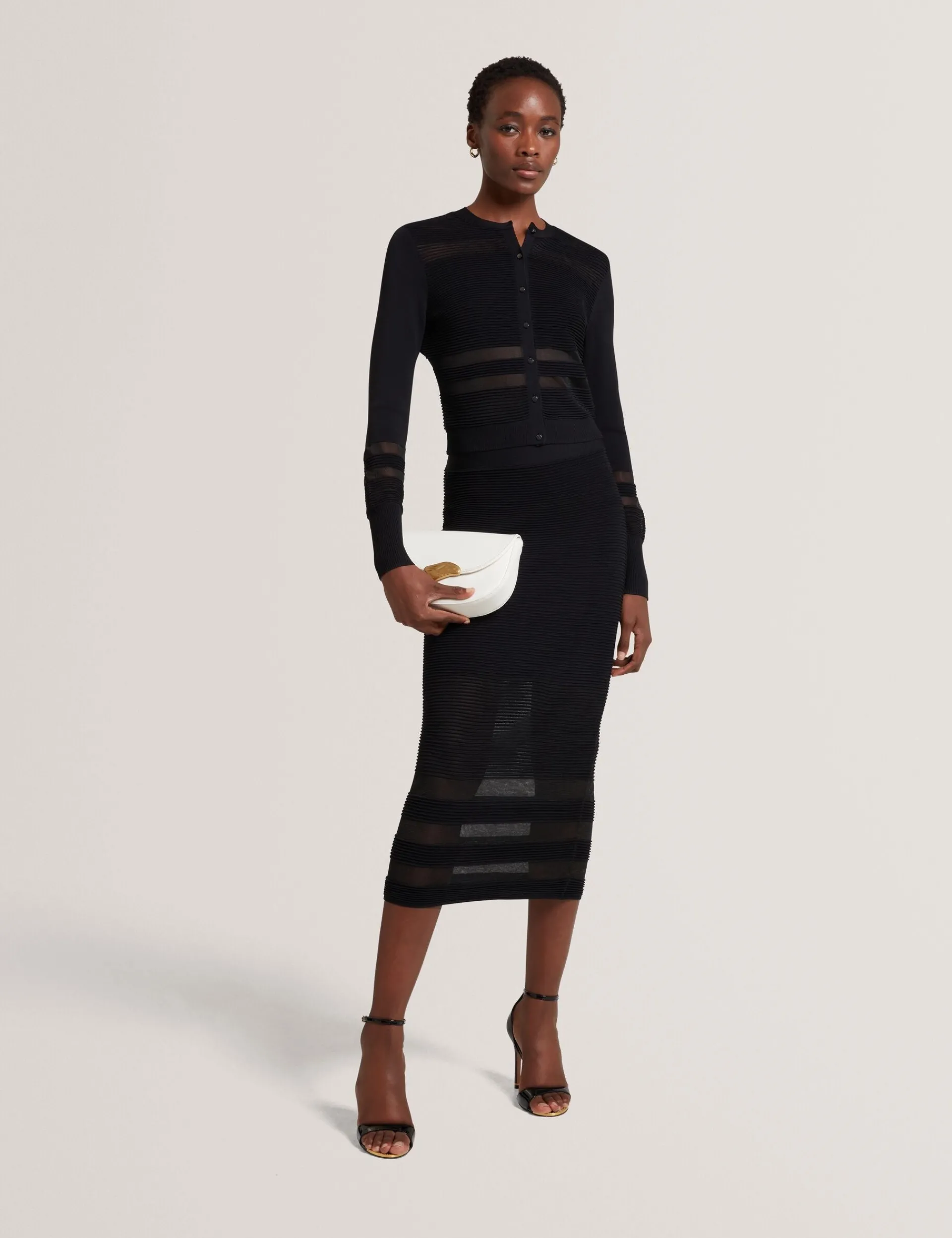 New Lobster Limited Anzüge & Zweiteiler|Oberteile & Blusen<Strickjacke mit transparentem Einsatz, schmal geschnitten