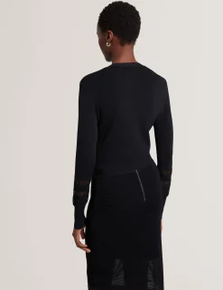 New Lobster Limited Anzüge & Zweiteiler|Oberteile & Blusen<Strickjacke mit transparentem Einsatz, schmal geschnitten