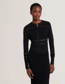 New Lobster Limited Anzüge & Zweiteiler|Oberteile & Blusen<Strickjacke mit transparentem Einsatz, schmal geschnitten