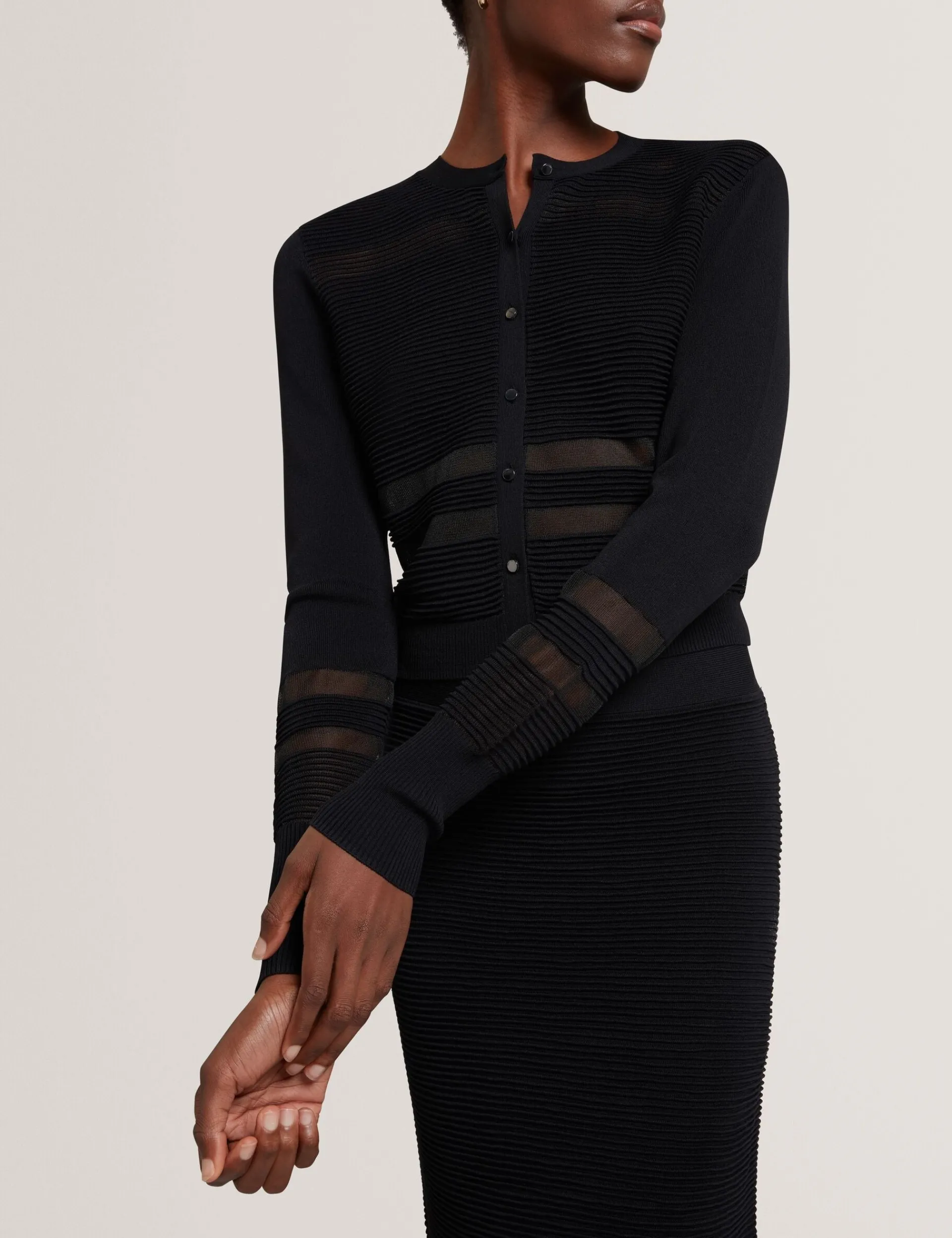 New Lobster Limited Anzüge & Zweiteiler|Oberteile & Blusen<Strickjacke mit transparentem Einsatz, schmal geschnitten
