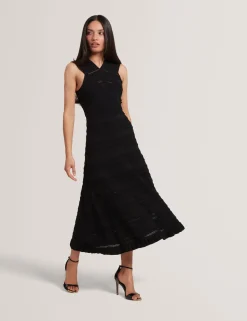 New Lobster Limited Festliche Kleidung|Kleider<Strick-Midikleid mit Muschelsaum und Neckholder