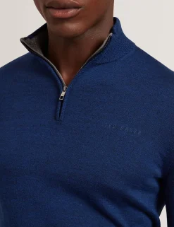 New Lobster Limited Breezy Blues Bearbeiten|Sweatshirts & Kapuzenpullover<Strickpullover aus Merinowolle mit Reißverschlusskragen