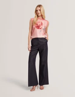 New Lobster Limited Die Satin-Kollektion|Arbeitskleidung<Stricktop mit Rosenmuster-Einsatz