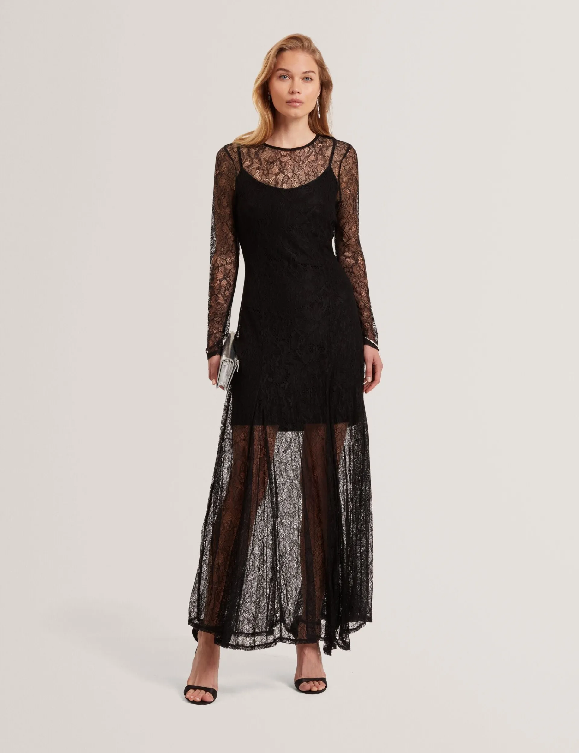 New Lobster Limited Festliche Kleidung|Kleider<Transparentes Maxikleid aus Spitze mit langen Ärmeln