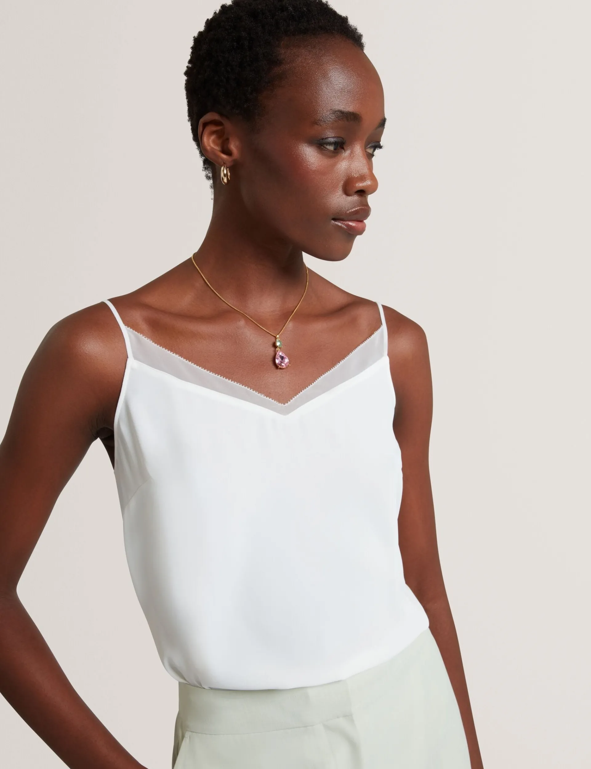 New Lobster Limited Festliche Kleidung|Oberteile & Blusen<Trägertop mit Chiffondetails und V-Ausschnitt
