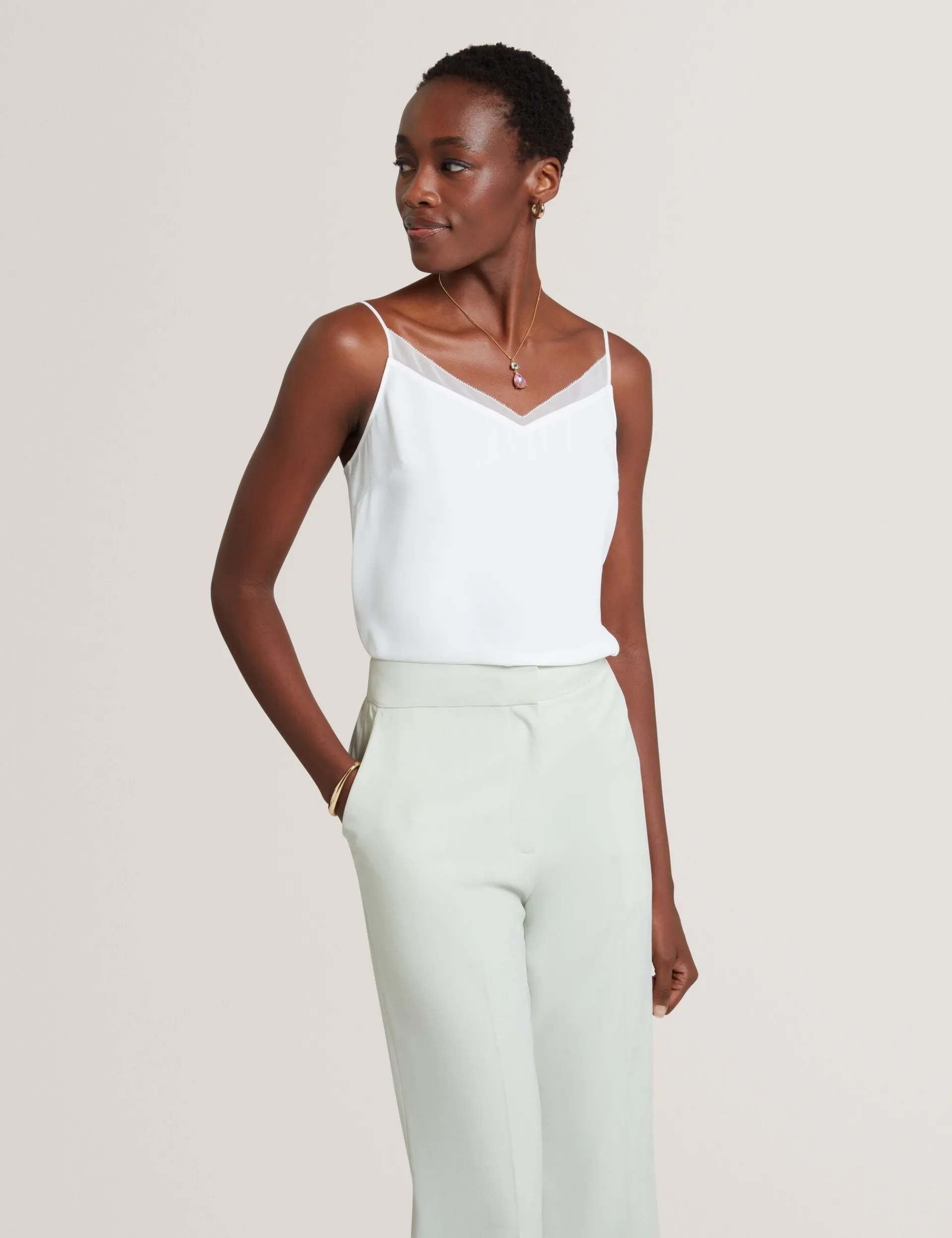 New Lobster Limited Festliche Kleidung|Oberteile & Blusen<Trägertop mit Chiffondetails und V-Ausschnitt