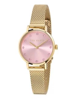 Damen Licensee Timex Luxusgeschenke Für Damen|Sämtliches Zubehör<Uhr mit Kristallzifferblatt, rosa und farbenem Mesh-Gewebe
