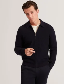 New Lobster Limited Breezy Blues Bearbeiten|Arbeitskleidung<Waffelstrickpullover mit Reißverschluss