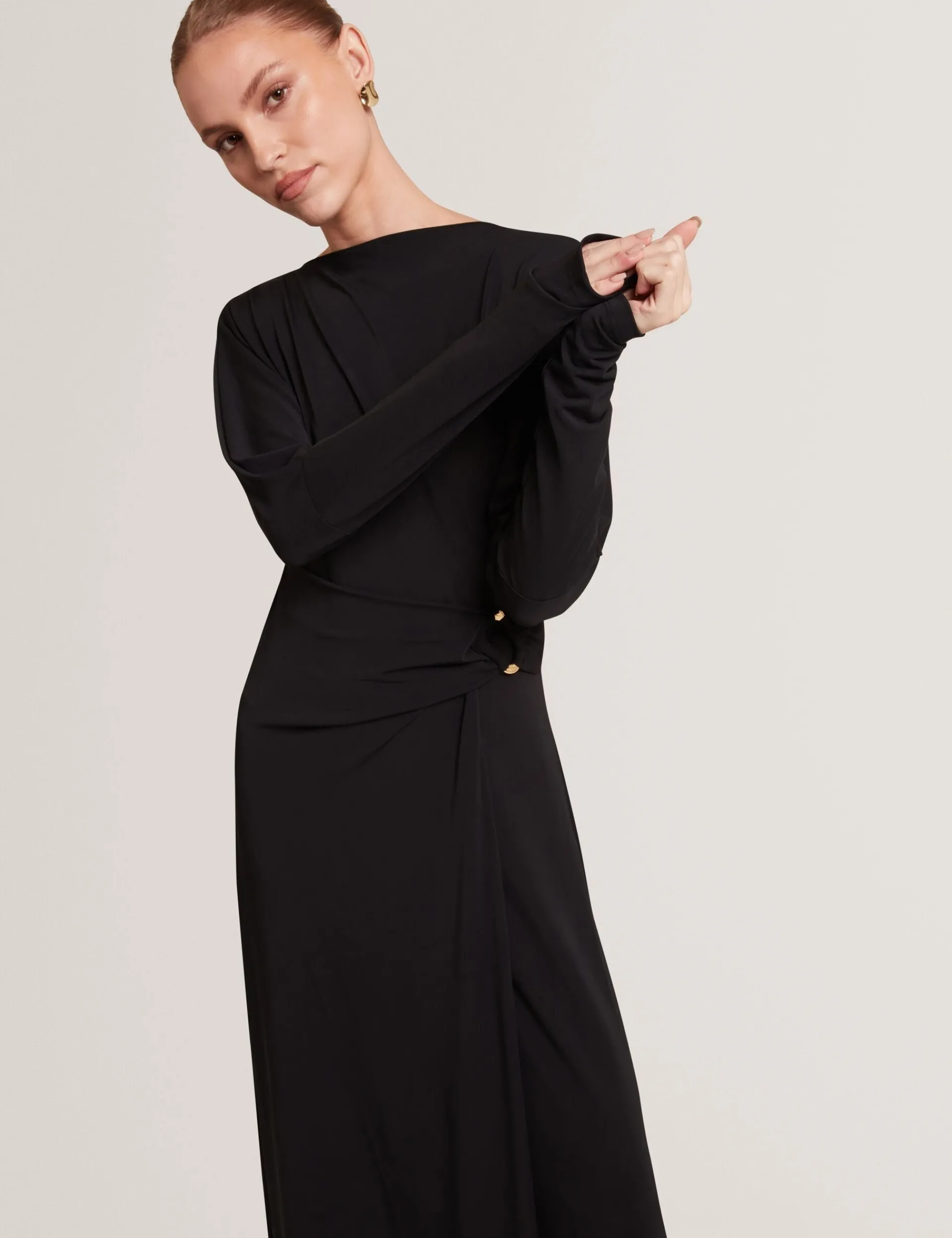 New Lobster Limited Festliche Kleidung|Kleider<Wickelkleid aus Jersey mit langen Ärmeln, Midi-Länge