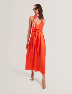 New Lobster Limited Festliche Kleidung|Der Weihnachtsladen<Wickelkleid mit Taillengürtel und Trägern, Midi-Länge
